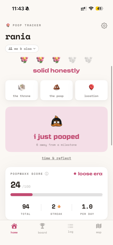 Poop Tracker app screen